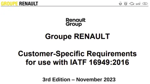 Grupa Renault je ažurirala svoje specifične zahteve IATF 16949:2016 za korisnike