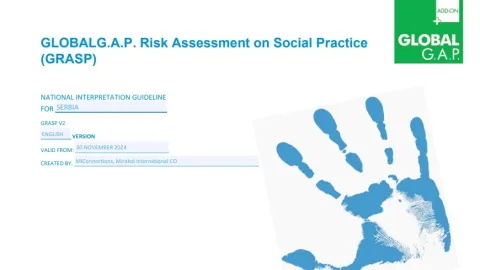 GLOBALG.A.P. Nacionalne smernice za tumačenje (NIG - National Interpretation Guidelines) objavljene za Srbiju i Bosnu i Hercegovinu