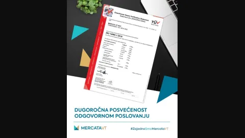 Mercata VT postaje prva kompanija u Srbiji verifikovana po ISO 14064-1 za emisiju gasova staklene bašte