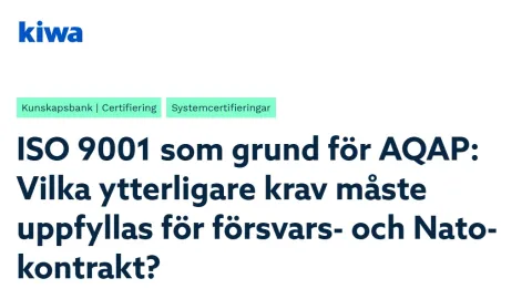 ISO 9001 kao solidna osnova za ispunjavanje AQAP zahteva