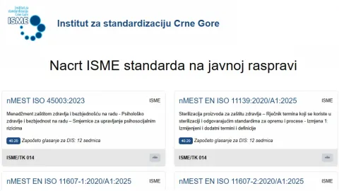 Crna Gora pokreće dvije javne konsultacije o skoro 500 standarda