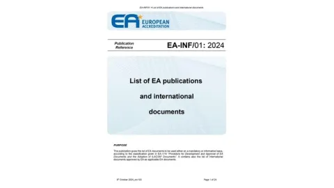 Evropska akreditacija EA ažurirala listu ključnih dokumenata